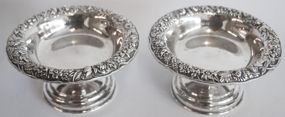 Pair Samuel Kirk & Son Sterling Footed Nut Bowls (1 of 2)