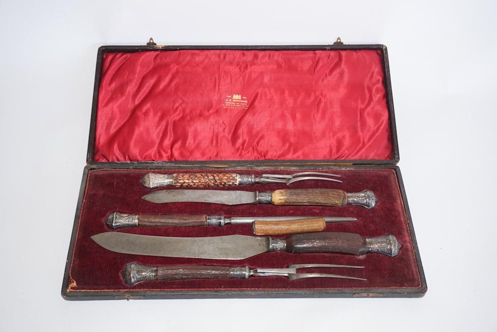 J.G. Mitcheson Sheffield Plate Cased Carving Set (1 of 3)