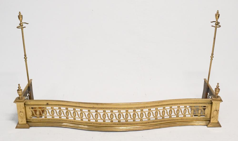 Fine Edwardian Brass Fire Fender with Tool Holders (1 of 3)