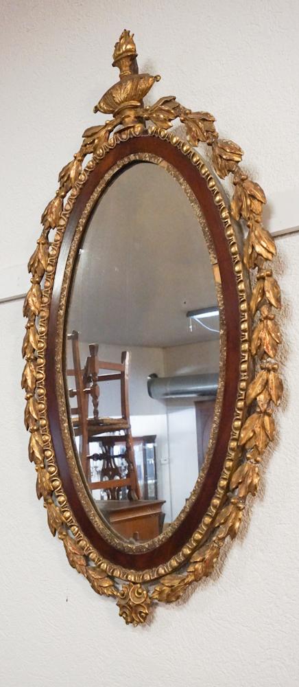British NeoClassical Gilt Mahogany Oval Mirror (1 of 3)