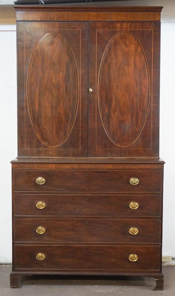 Fine George III Inlaid Mahogany Secretary Bookcase (1 of 12)