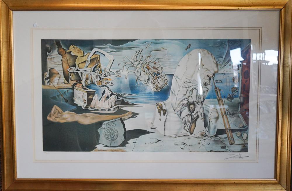 Pencil Signed Lithograph by Salvador Dali: Published 1981 titled ñApotheosis of Homerî. Nicely framed example and in good overall condition. Having label on verso from Austin Galleries. W33 1/2" H19 1/2" (without matt and frame) Sold from th