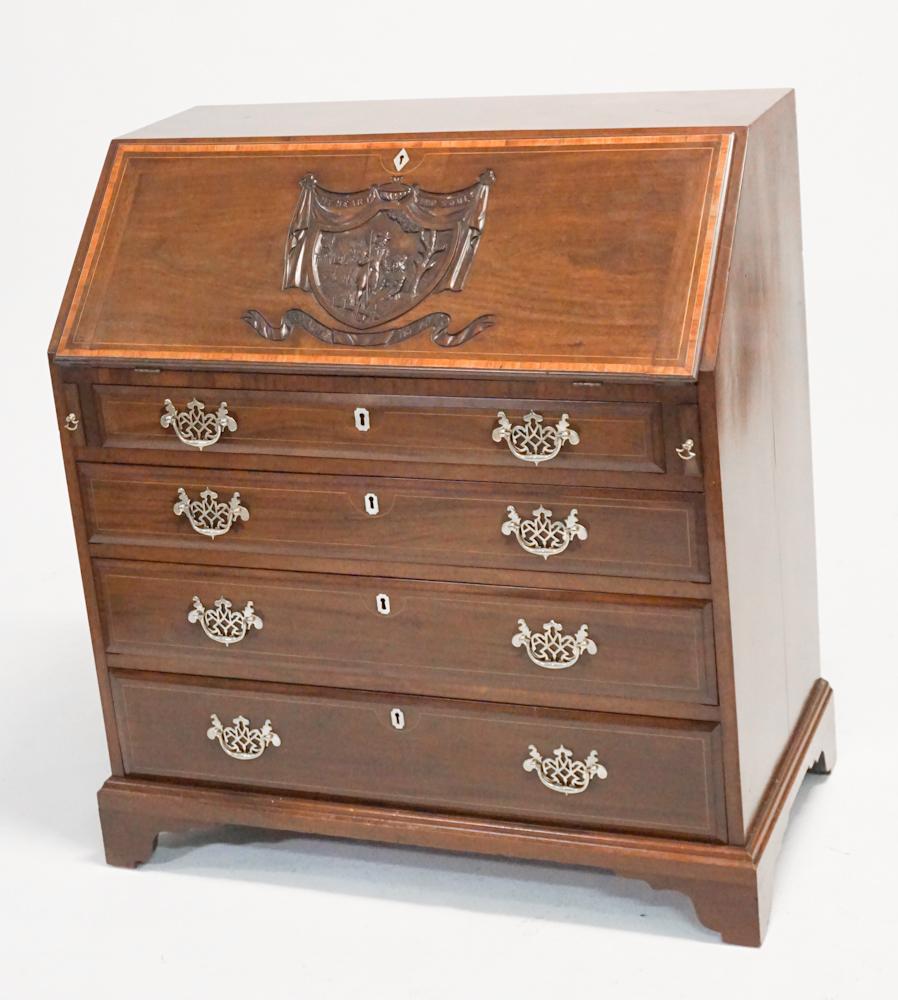 George III Carved Mahogany Slant Front Desk (1 of 6)