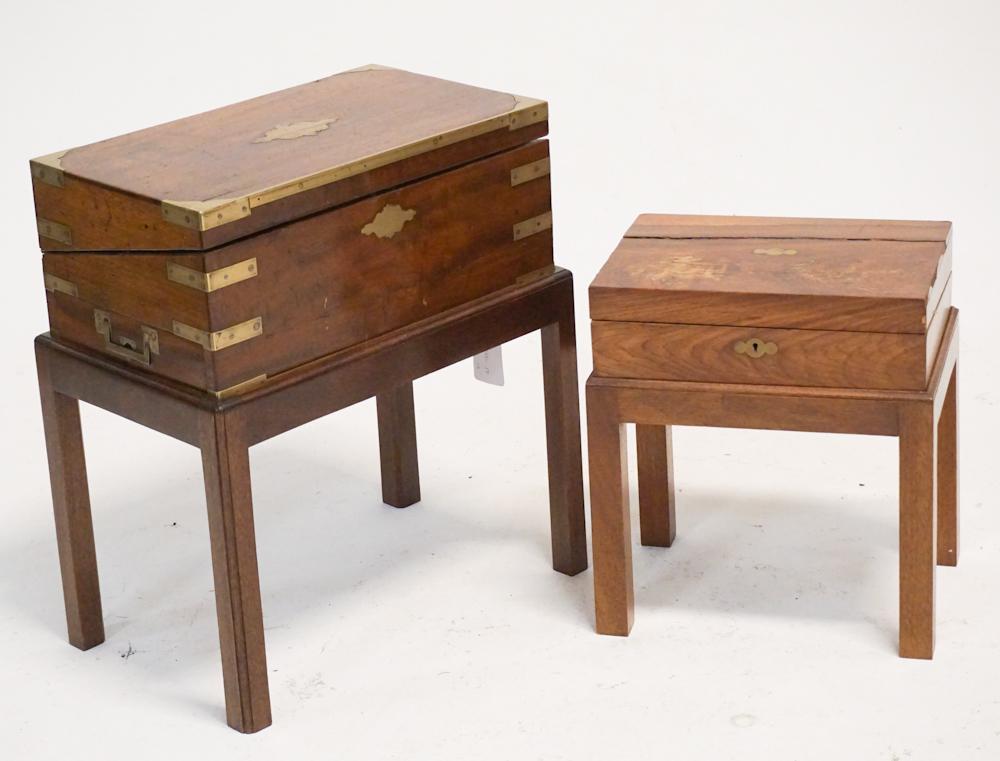 Two Regency Brass Bound Writing Slopes on Stands (1 of 3)
