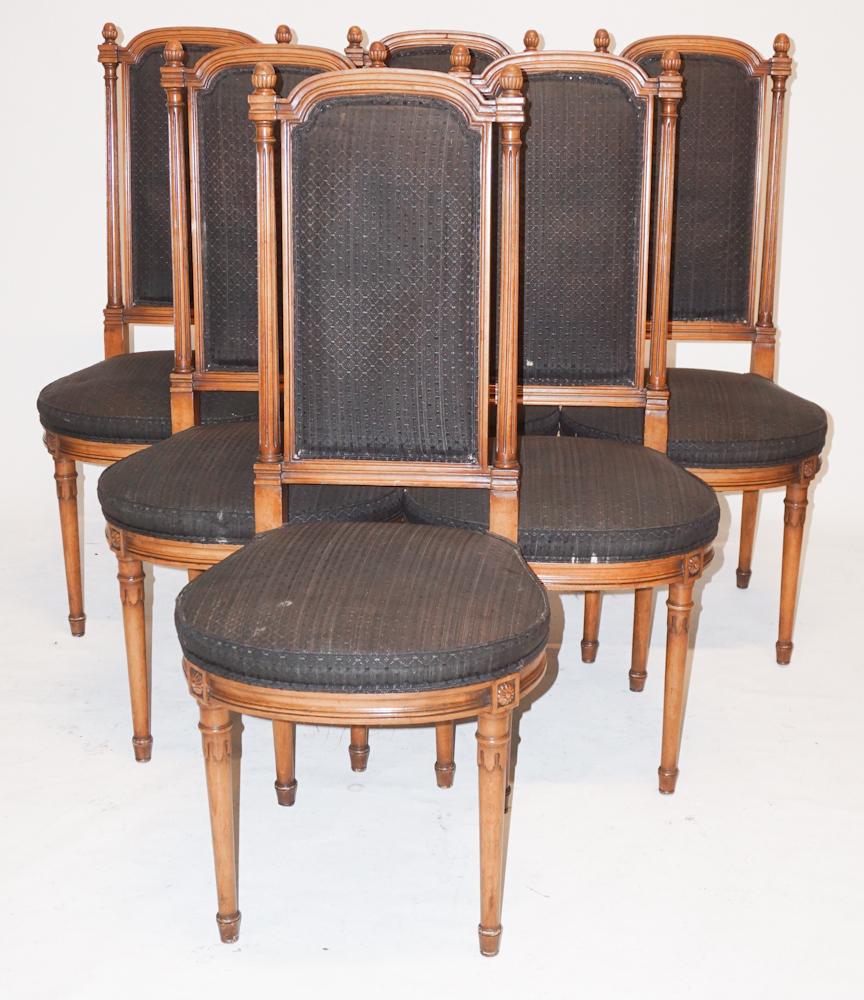 Set Continental Carved & Upholstered Dining Chairs (1 of 4)