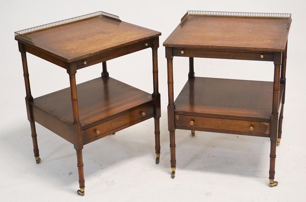 Pair British Edwardian Mahogany Side Tables (1 of 3)
