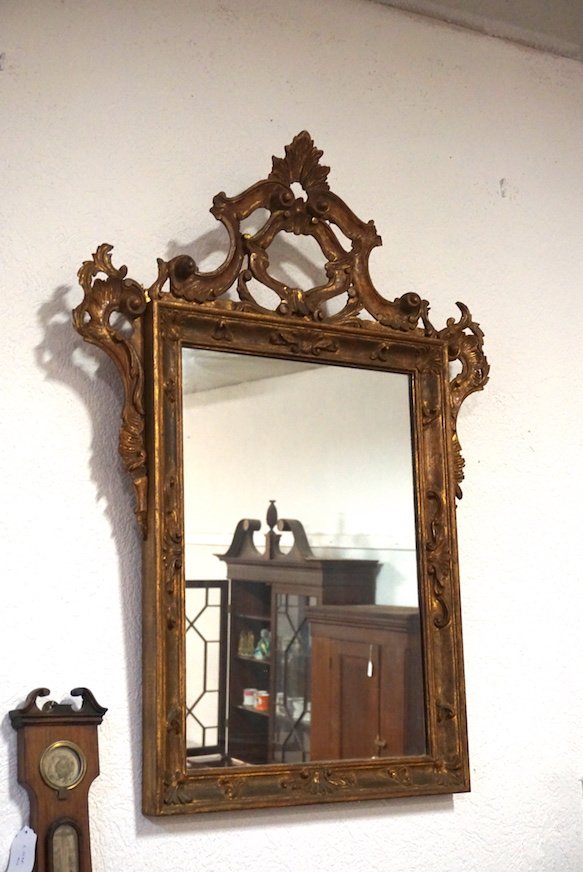 Continental Rococo Style Carved Gilt Looking Glass (1 of 2)