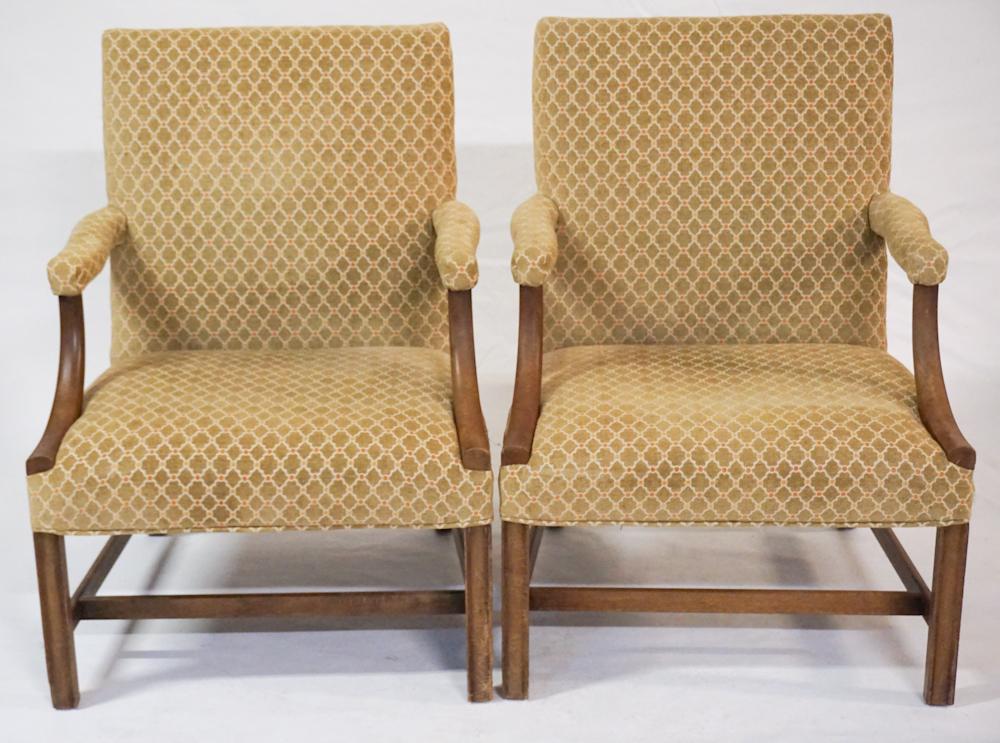 Pair Kittenger Mahogany Open Arm Chairs (1 of 1)