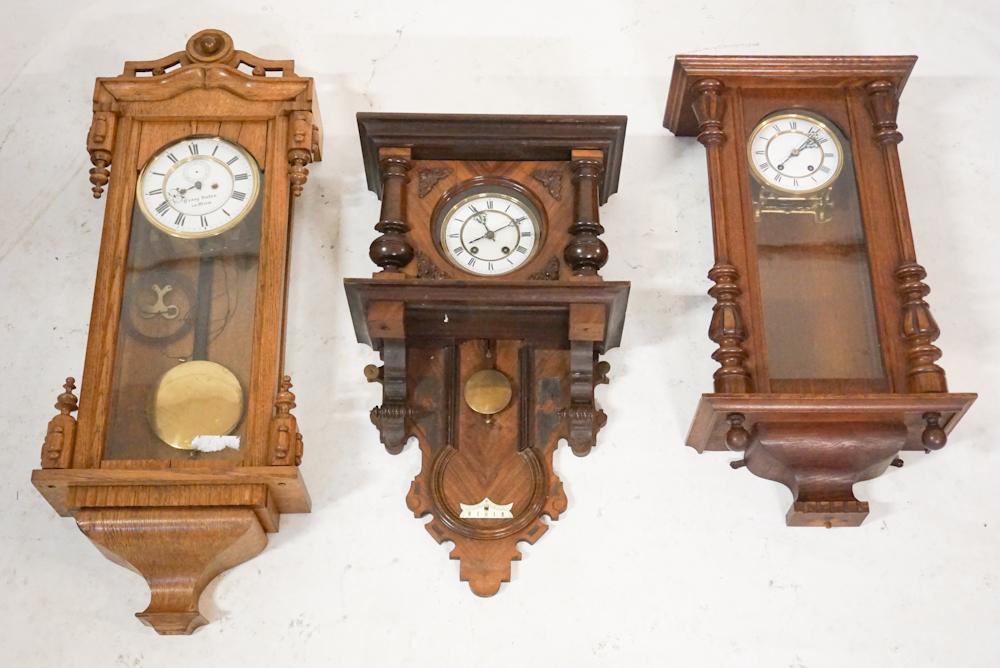 Three Antique German Wall Regulator Clocks (1 of 1)