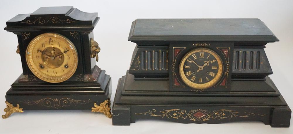Two Quality Victorian Slate Mantel Clocks (1 of 2)