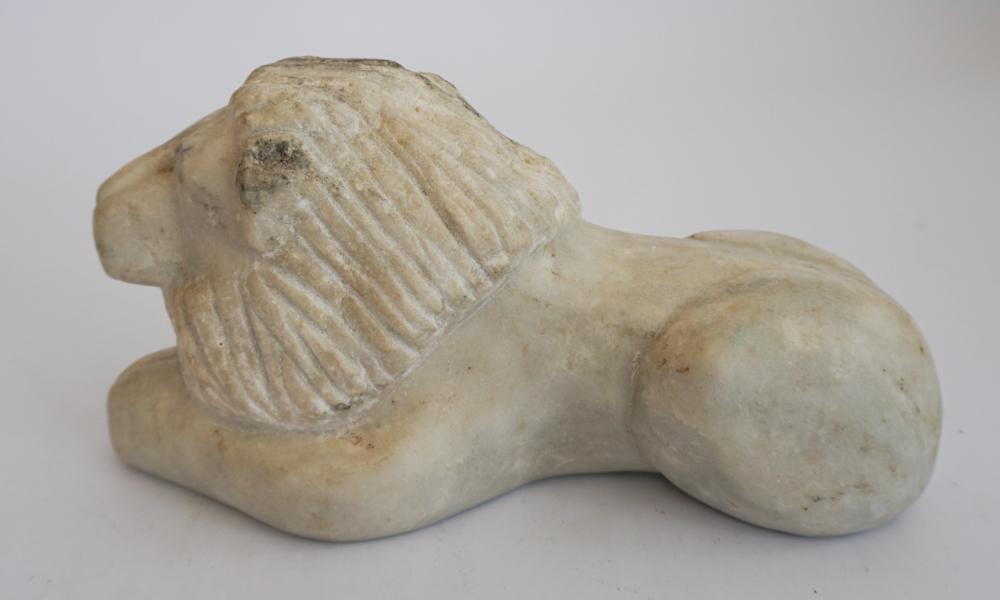 Antique Folk Art Carved Marble Lion Figure (1 of 2)