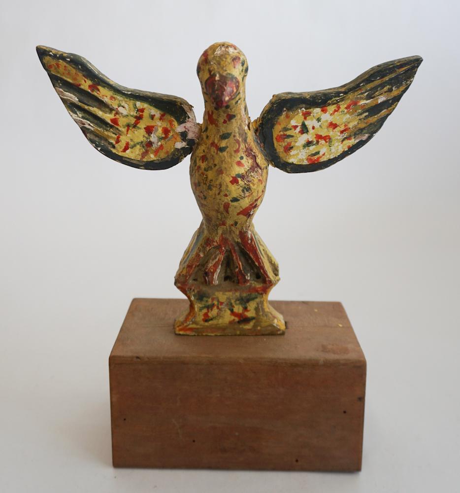 Antique Folk Art Carved & Painted Eagle on Stand (1 of 1)