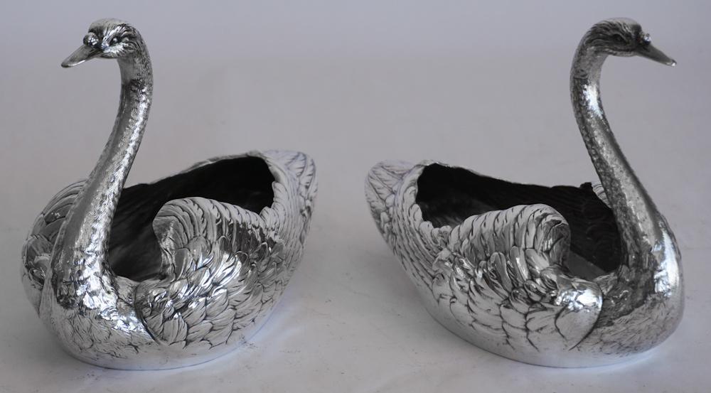 Elegant Gorham Sterling Silver Pair Swan Bowls (1 of 3)