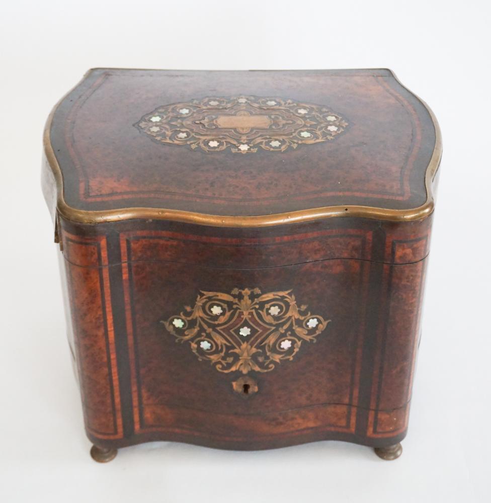 Inlaid Burlwood, Brass, MOP & Ebony Tantalus (1 of 3)