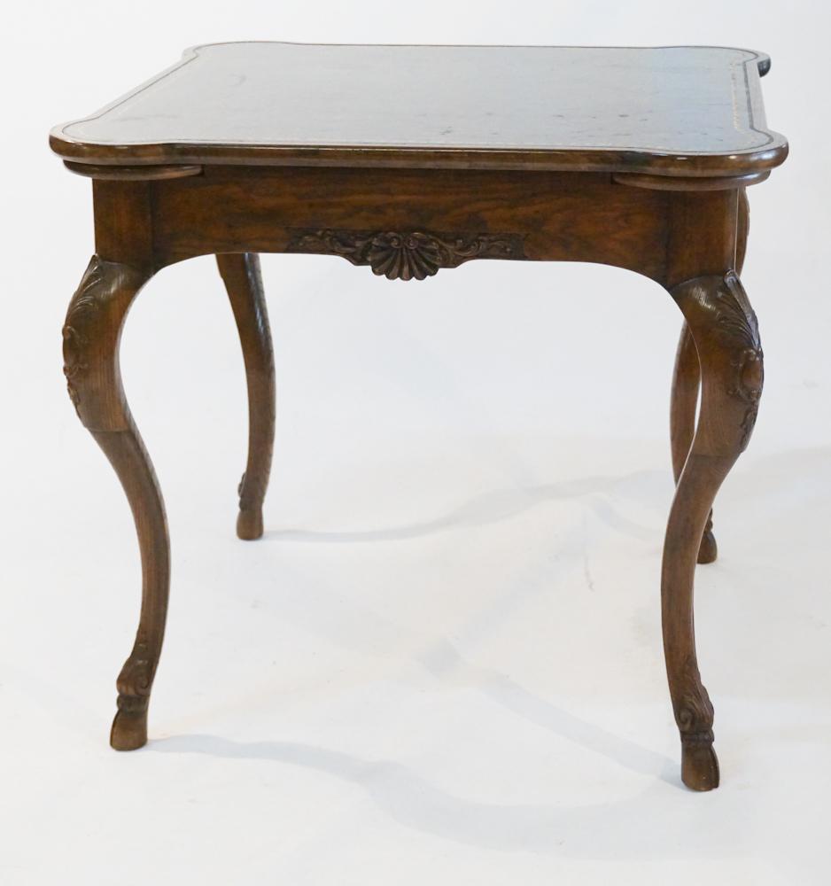 Baker Carved Oak & Leather Top Games Table (1 of 4)