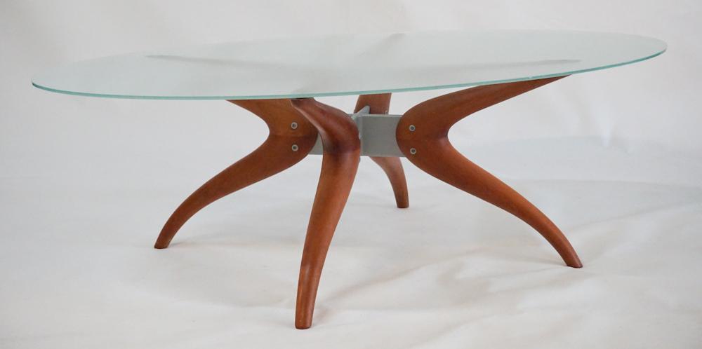 Deco Glass Top Cherry Wood Parada Coffee Table (1 of 2)