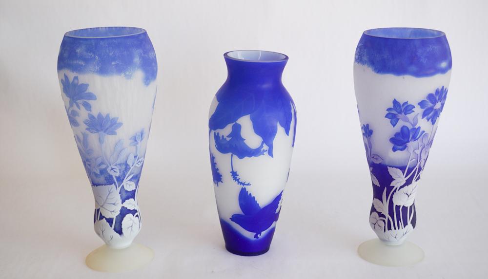 Pair Shannon Crystal Cameo Glass Vases (1 of 3)