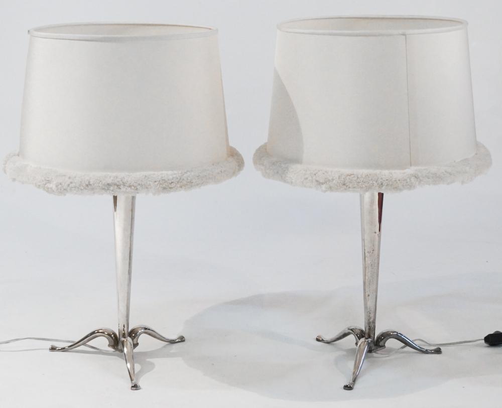 Pair Art Deco Mid Century Chrome Table Lamps (1 of 3)