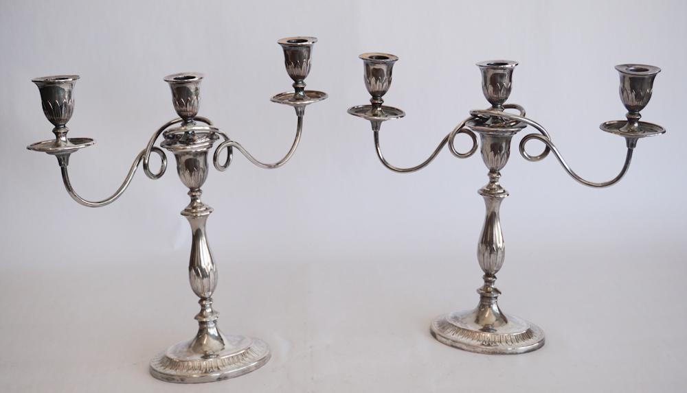 Pair Antique Edwardian Sheffield Plate Candelabra (1 of 1)