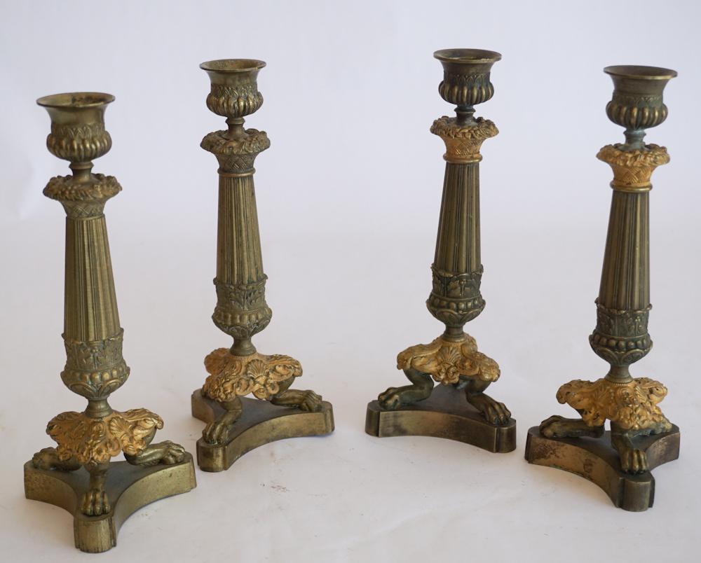 Fine Set Gilt Bronze Neoclassical Candlesticks (1 of 2)