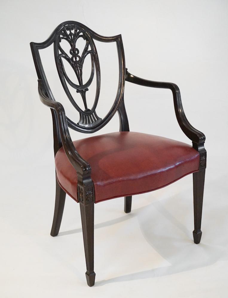 George III Carved Mahogany Shield Back Armchair (1 of 3)