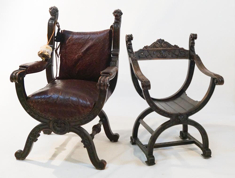 Pair Continental Rococo Revival Carved Arm Chairs (1 of 6)