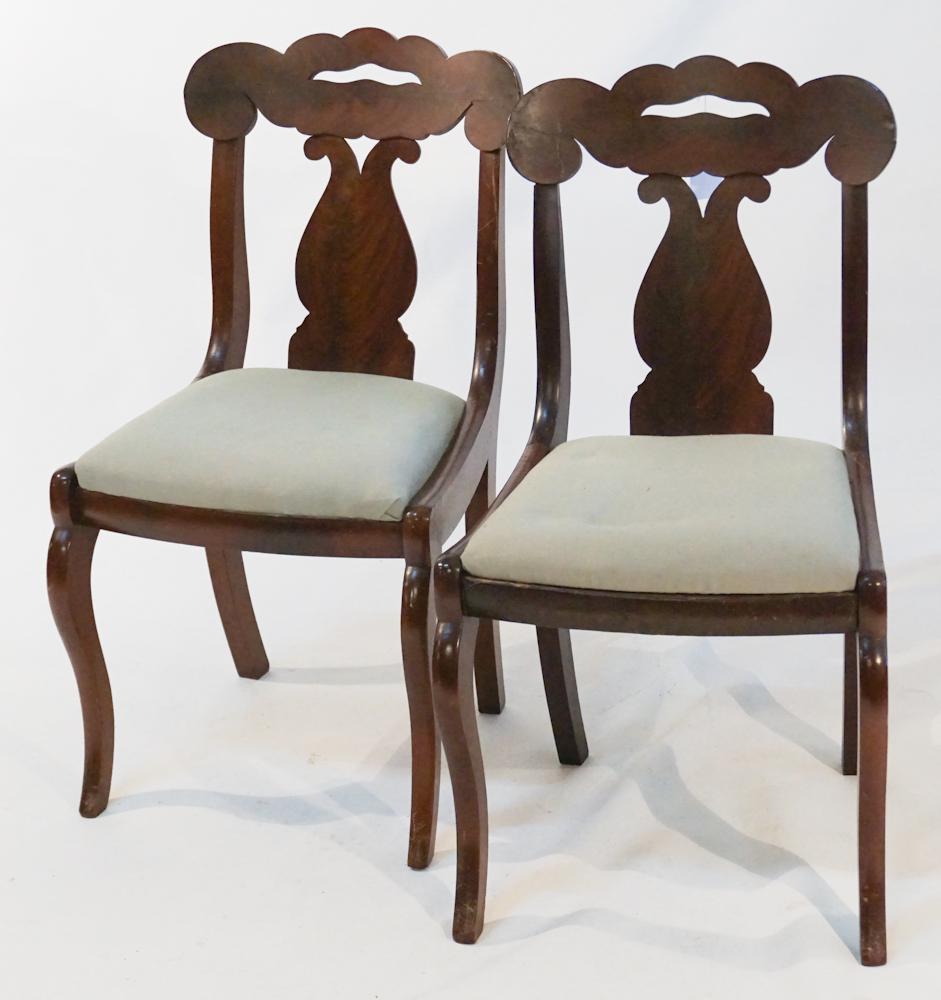 Pair Classical Figured Mahogany Side Chairs (1 of 2)