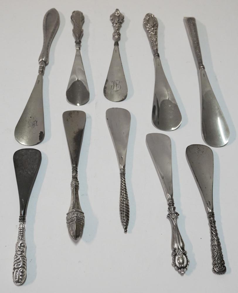Ten Antique Sterling Silver Handled Shoe Horns (1 of 1)