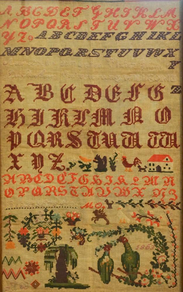 American Antique Needlepoint Pictorial Sampler (1 of 2)