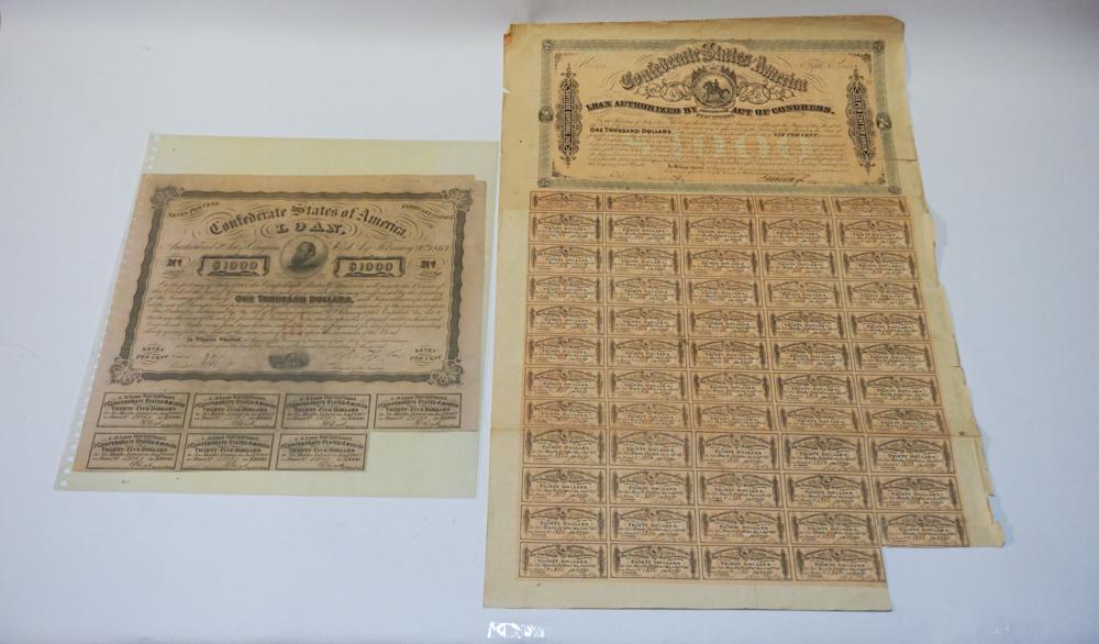 Two Civil War Confederate Bond Sheets (1 of 2)