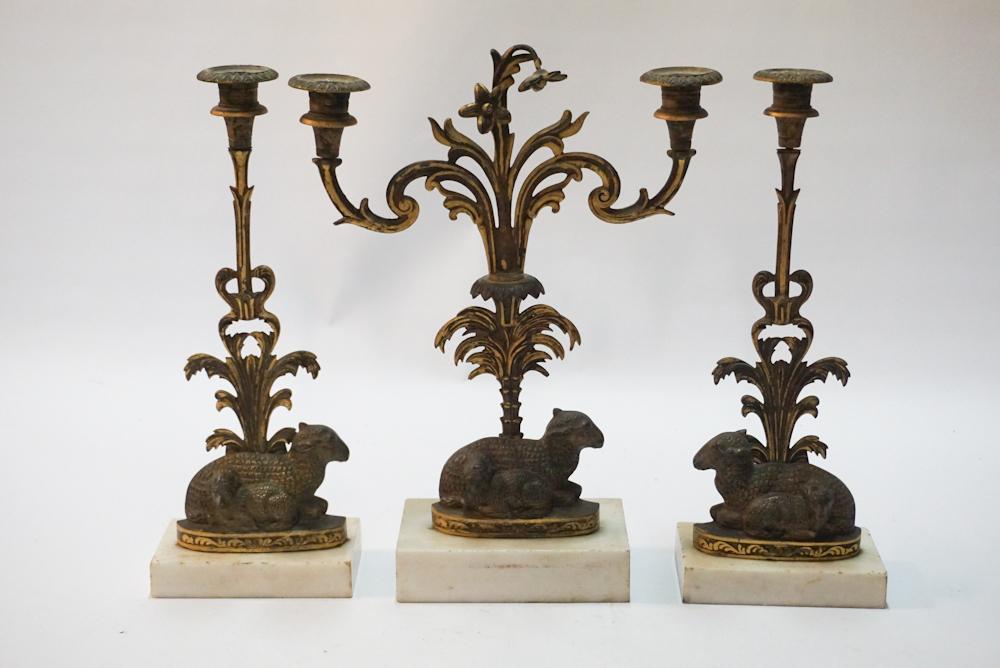 Set Classical Brass & Marble Candelabra (1 of 2)