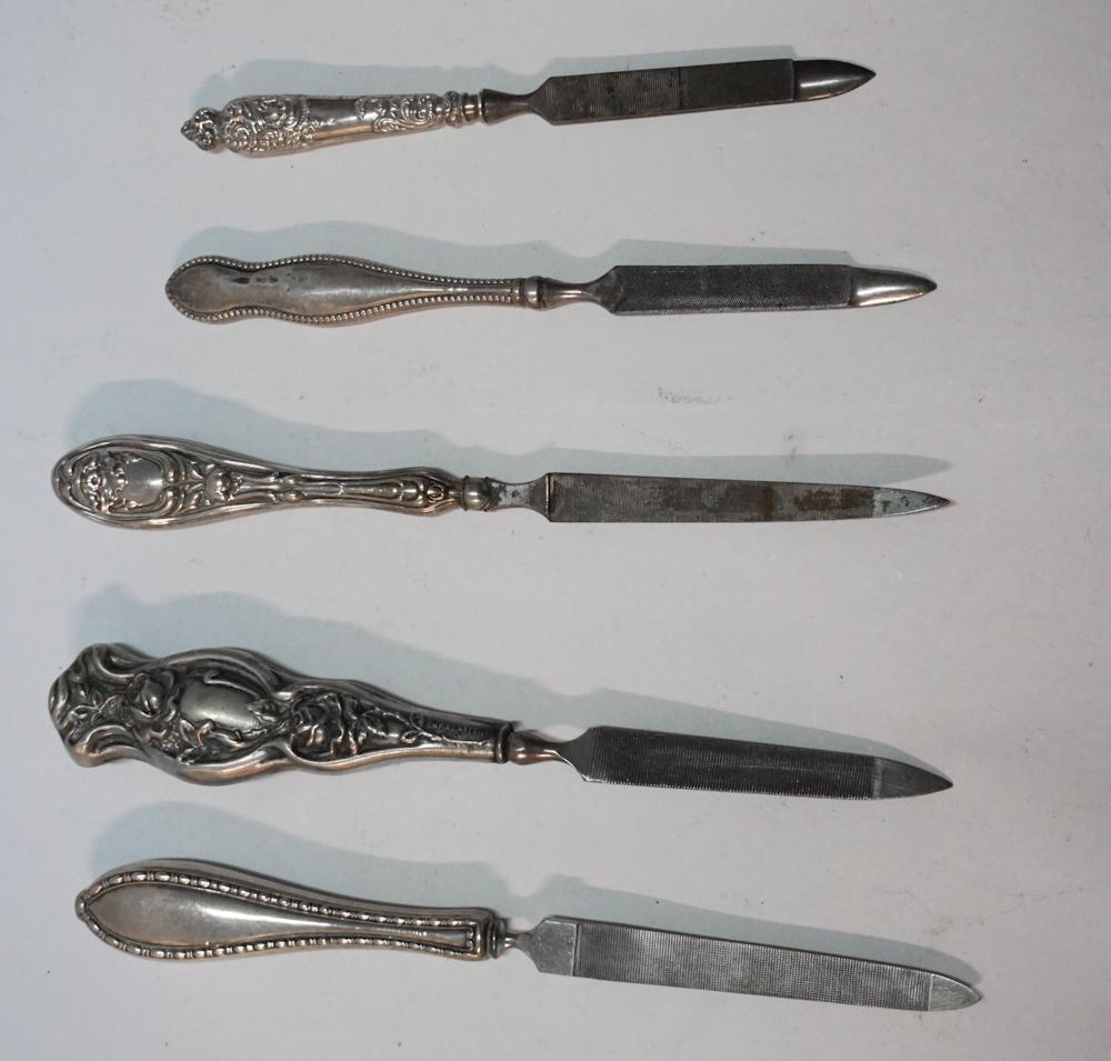 Five Antique Sterling Handled Finger Nail Files (1 of 1)