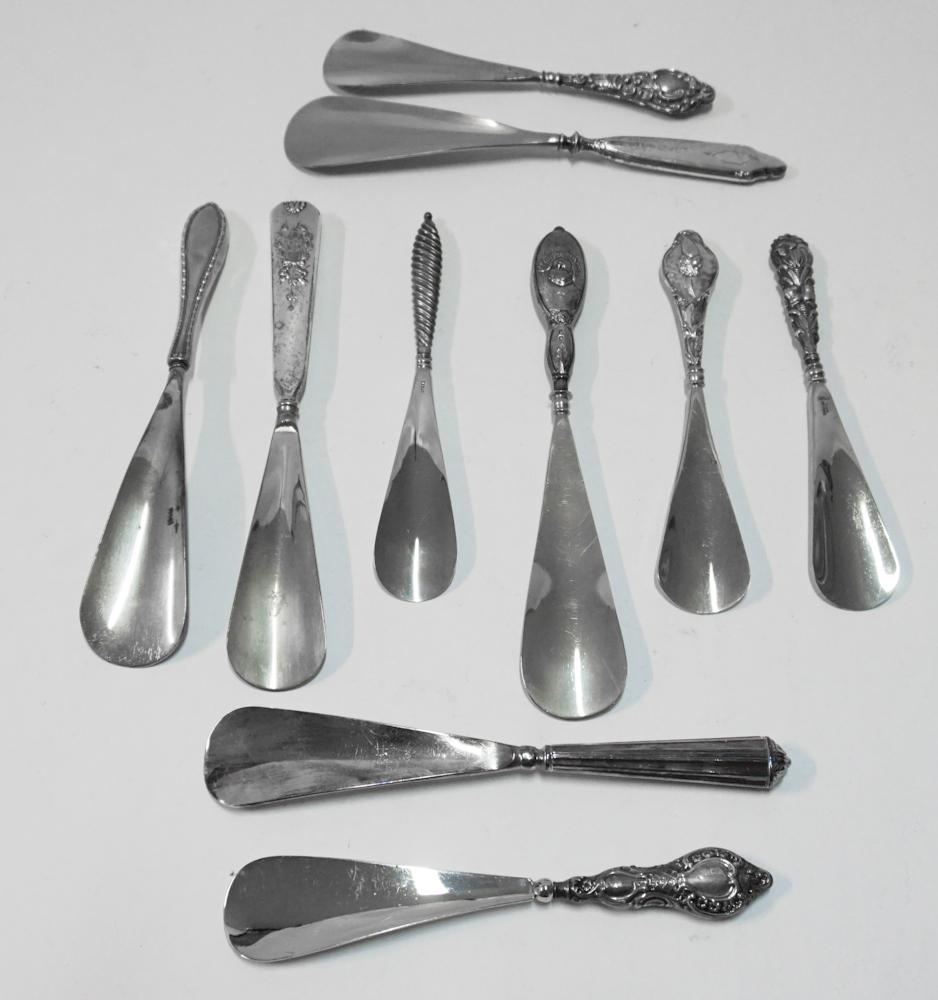 Ten Antique Sterling Silver Handled Shoe Horns (1 of 1)