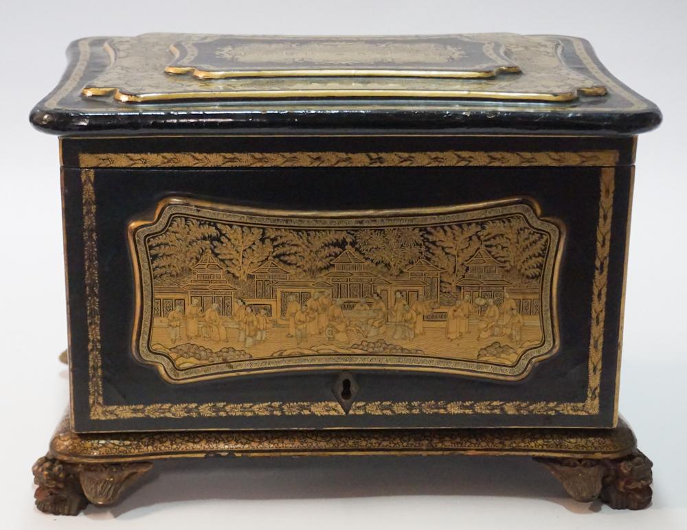 Antique Chinese Export Lacquer Decorated Cigar Box (1 of 5)