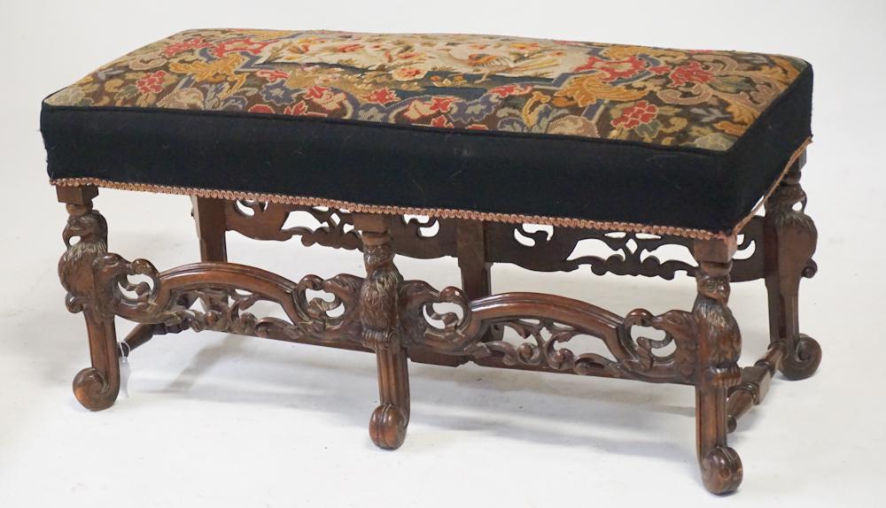 Handsome French Renaissance Style Mahogany Bench (1 of 6)