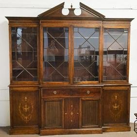 Edwardian Style Breakfront Bookcase & Desk (1 of 6)