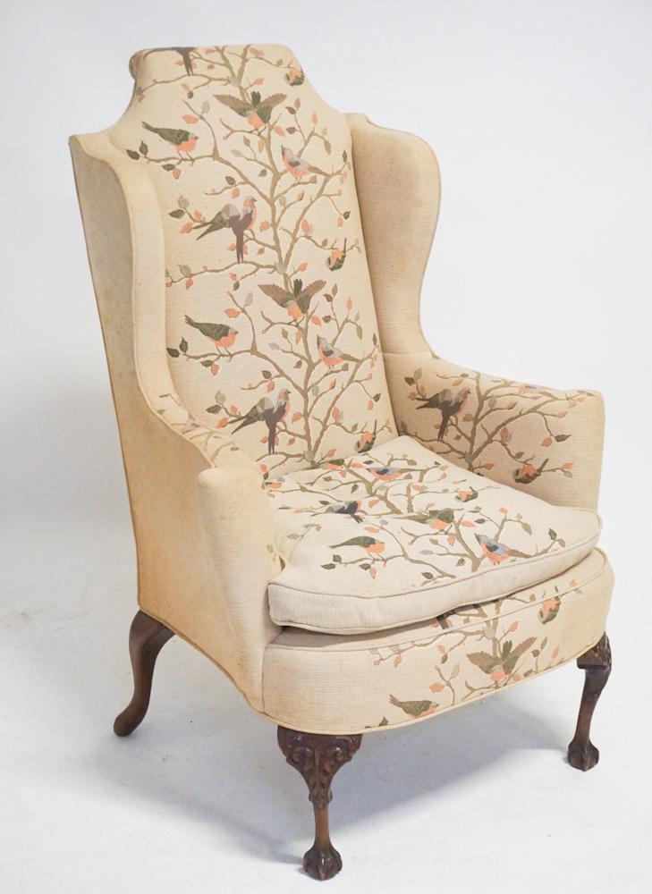 Chippendale Style Carved Mahogany Wing Back Chair (1 of 9)