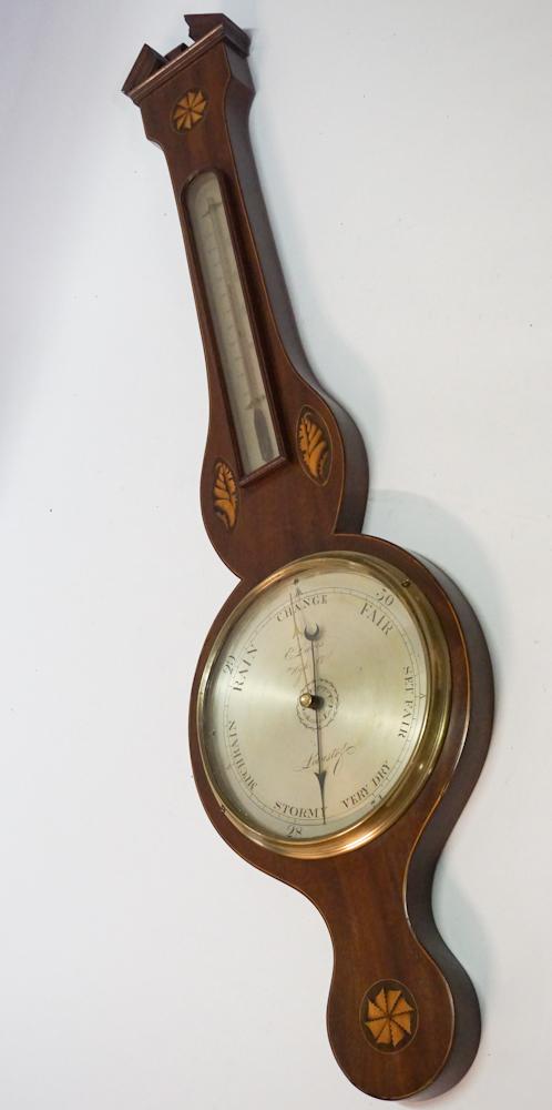 British George III Inlaid Mahogany Wall Barometer (1 of 11)
