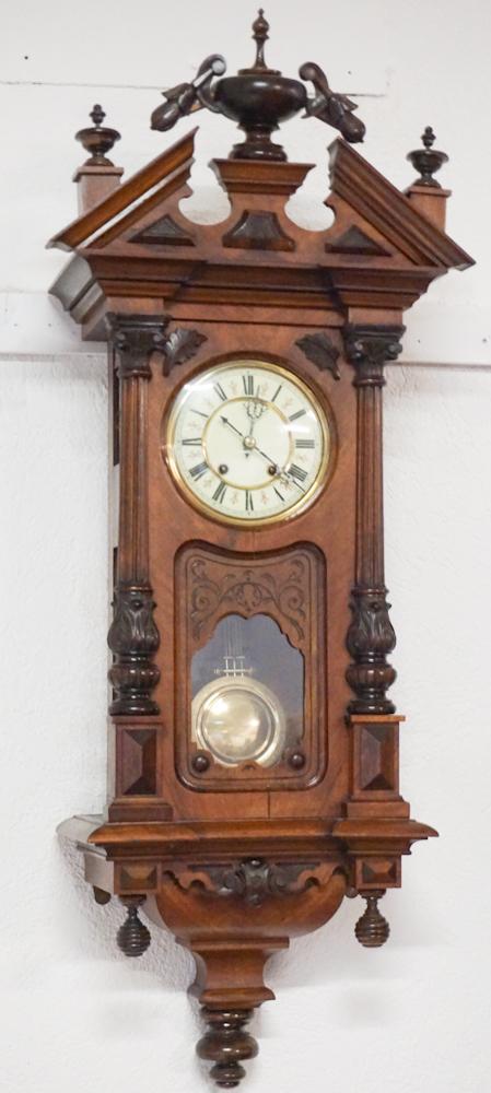 Antique German Mahogany & Walnut Wall Regulator (1 of 2)