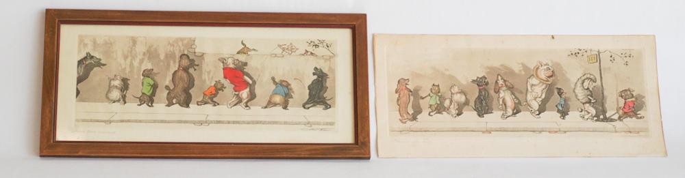 Two Signed & Hand Tinted Engravings, Boris O'Klein (1 of 2)