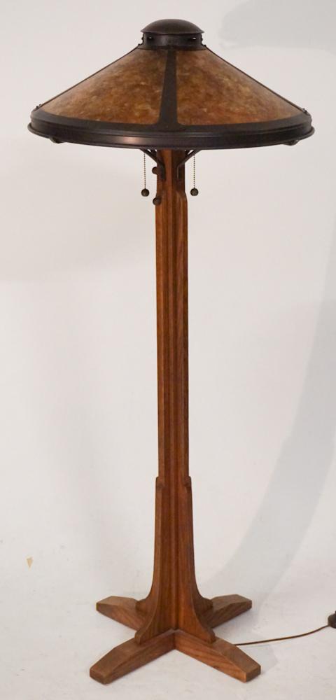 Arts & Crafts Style Oak Floor Lamp, Micalamp Co. (1 of 3)