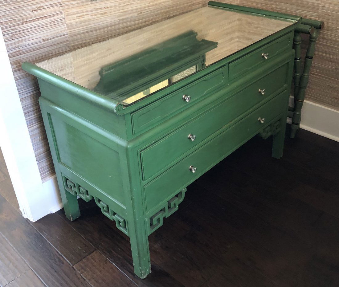 Art Deco Chinese Dressing Bureau & Mirror (1 of 2)