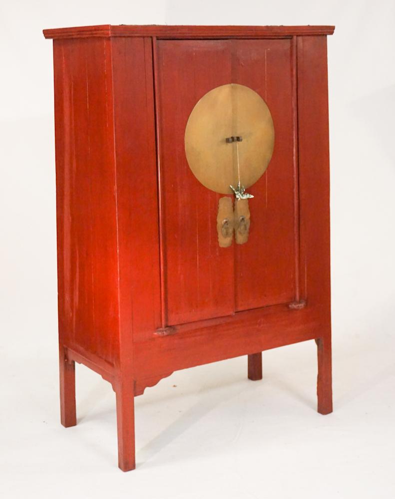 Vintage Chinese Red Lacquer Wardrobe or Cupboard (1 of 2)