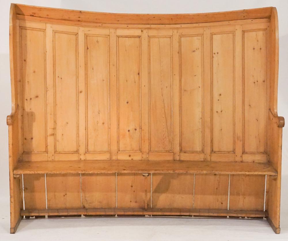 English Queen Anne Pine High Back Settle Bench (1 of 4)
