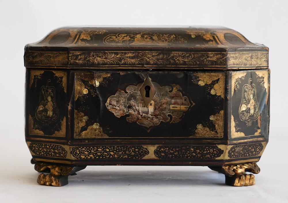 Antique Chinese Export Lacquered Tea Caddy (1 of 5)