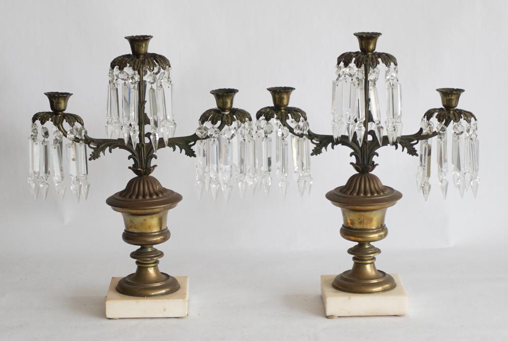 Pair Classical Brass & Crystal Candelabra (1 of 2)