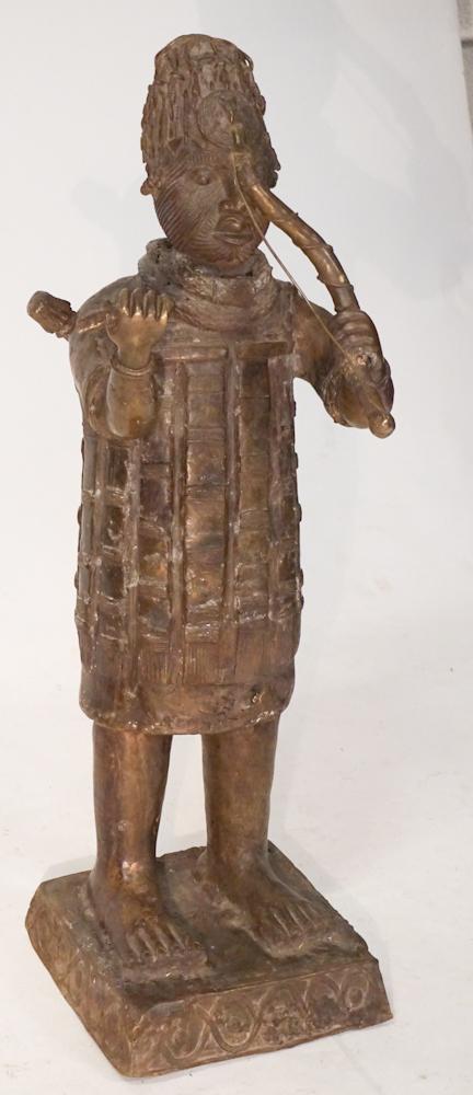 Vintage African Benin Metal Standing Warrior (1 of 4)