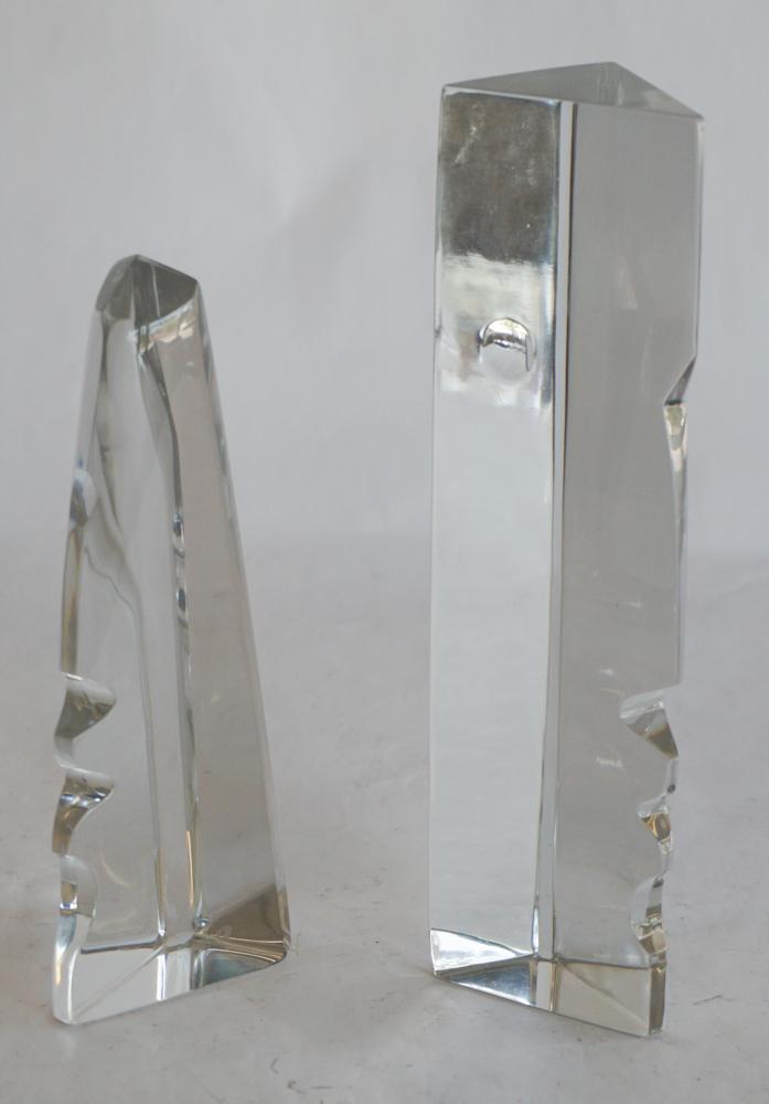 Pair Handsome Baccarat Crystal Deco Bookends (1 of 2)