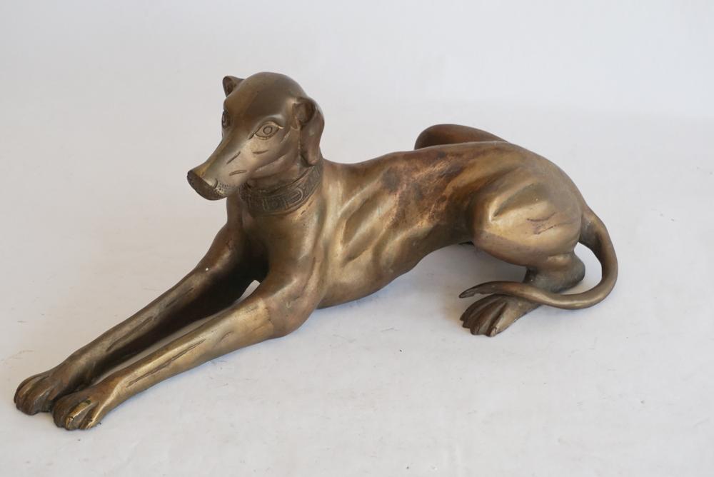 British School Deco Brass Sculpture Seated Hound (1 of 2)