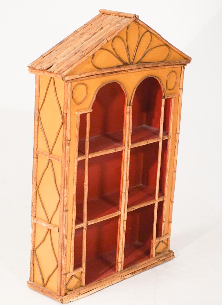 Tramp Art Painted Twig Style Hanging Wall Cabinet (1 of 3)